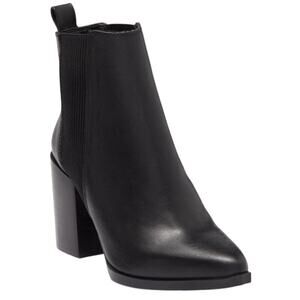 Steve Madden Trekk Pointed Toe High Heel Leather Bootie in Black, Size 8.5​​​